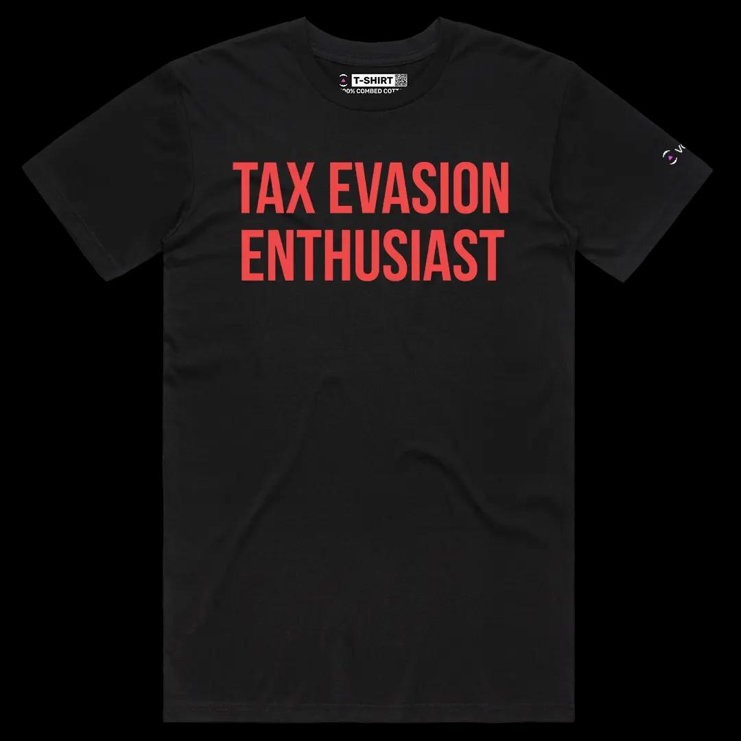 VOICEART Black Male Regular Tax Evasion Enthusiast Funny Meme Tee Sarcastic Joke Short Sleeve Cotton Shirt Men and Women