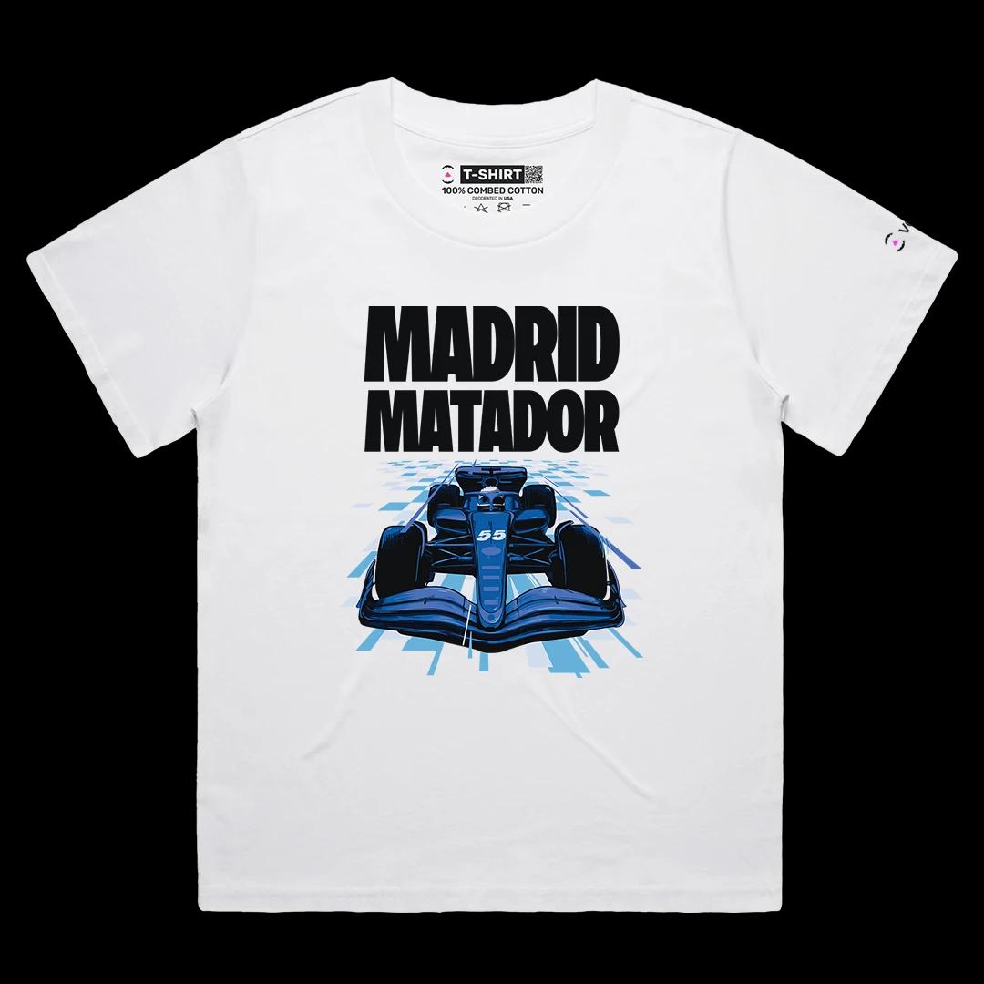 VOICEART White Female Loose Carlos Sainz Madrid Matador Sports Graphic Tee Formula Racing Fans T-Shirt for Men and Women v2