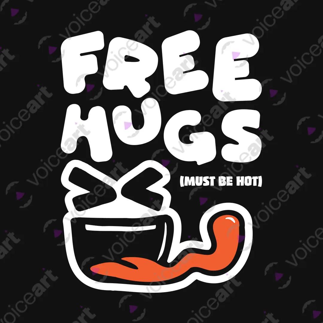 VOICEART Black Watermark Free Hugs Must Be Hot Funny Tee with Humorous Meme Short Sleeve Cotton Shirt for Men and Women
