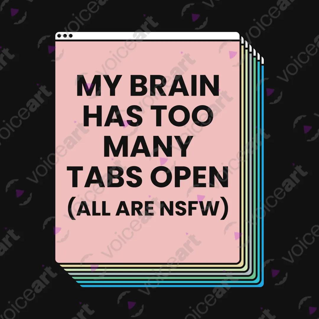 VOICEART Black Watermark My Brain Has Too Many Tabs Open Funny Meme Tee IT Joke Cotton T-Shirt for Men and Women