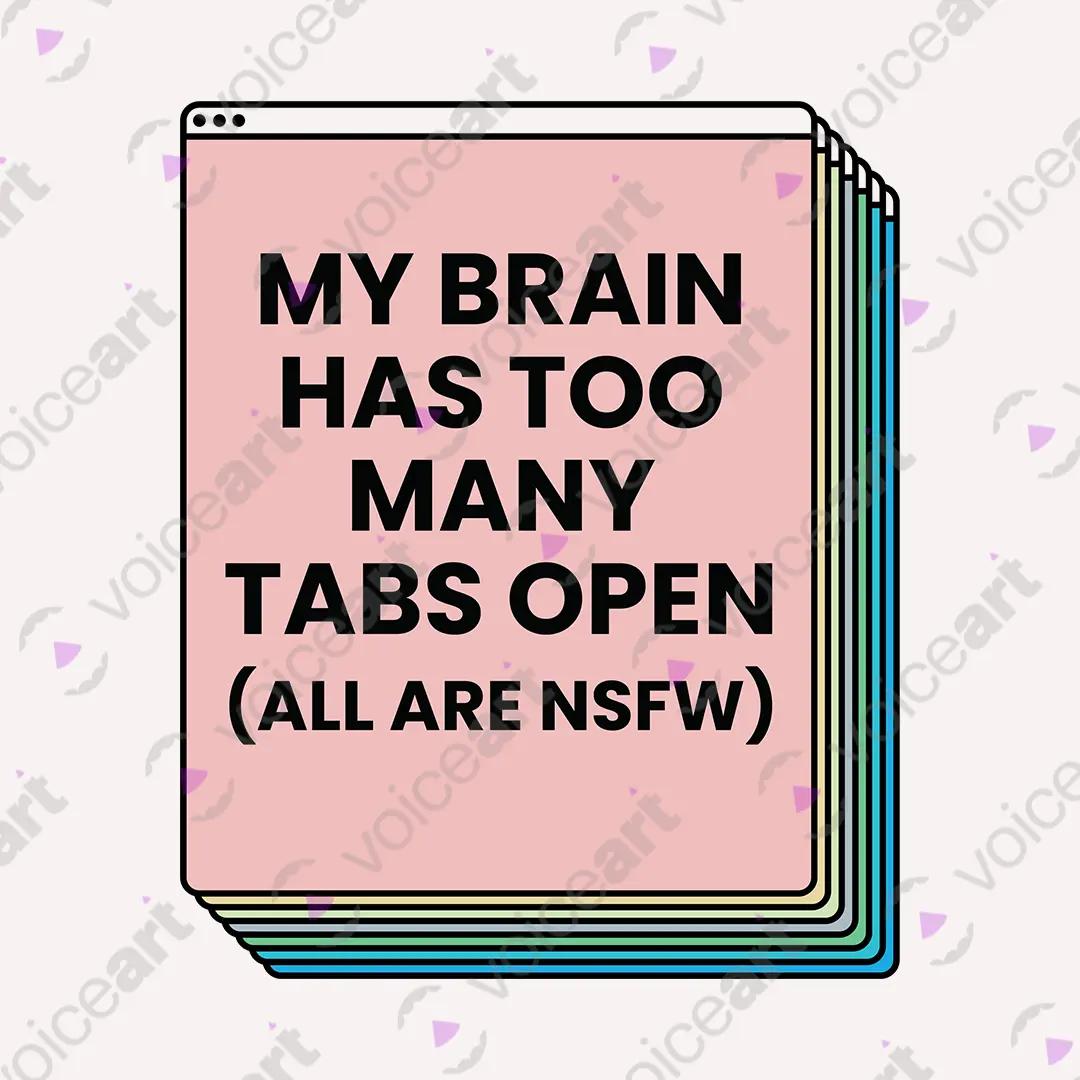 VOICEART White Watermark My Brain Has Too Many Tabs Open Funny Meme Tee IT Joke Cotton T-Shirt for Men and Women