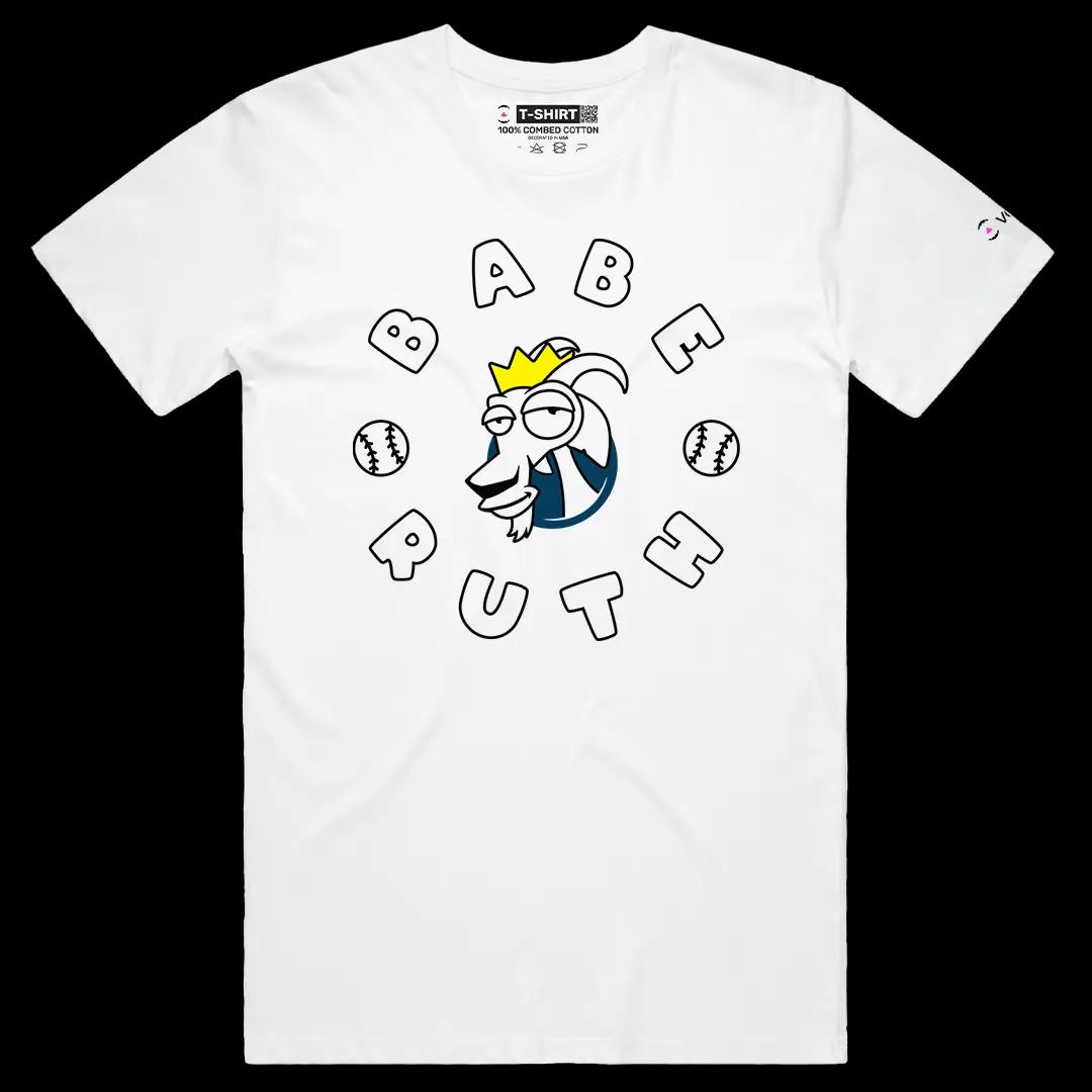 VOICEART White Male Regular Babe Ruth The Goat Sports Tee for Baseball Short Sleeve Combed Cotton TShirt for Men and Women