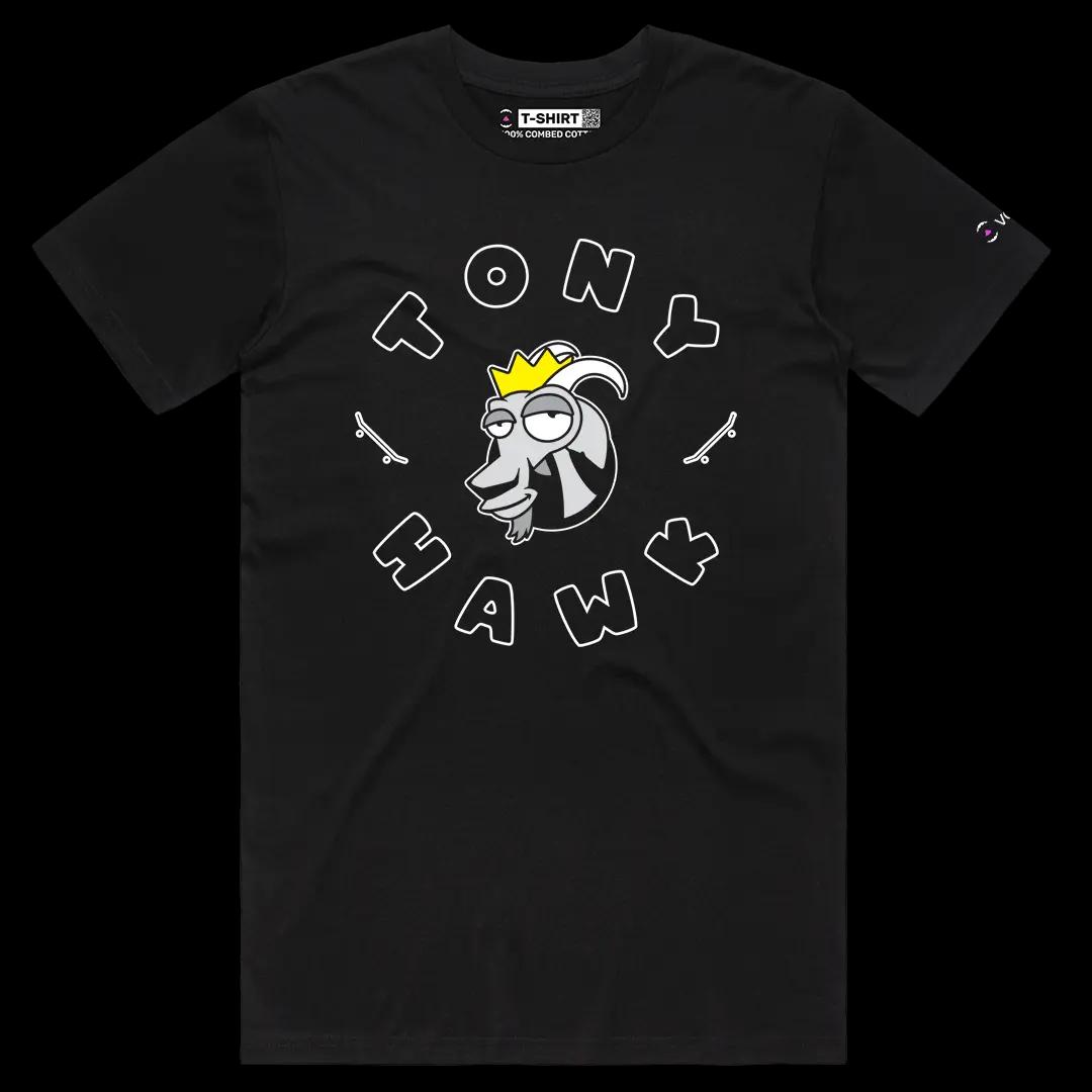 VOICEART Black Male Regular Tony Hawk The GOAT Series Sports Tee Skating Short Sleeve Cotton T-Shirt for Men and Women