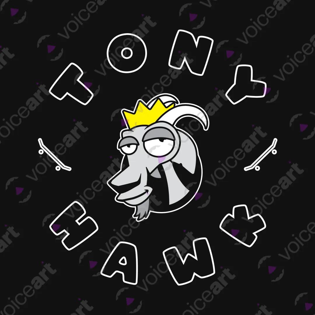 VOICEART Black Watermark Tony Hawk The GOAT Series Sports Tee Skating Short Sleeve Cotton T-Shirt for Men and Women