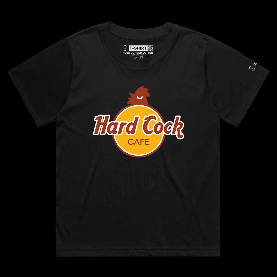 VOICEART Black Female Loose Hard Cock Funny Meme Tee with Wordplay Joke Short Sleeve Combed Cotton Shirt for Men and Women