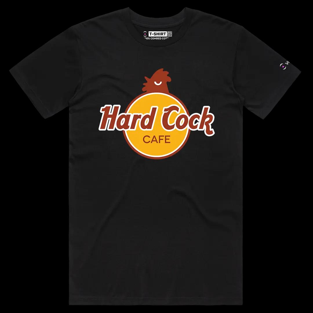 VOICEART Black Male Regular Hard Cock Funny Meme Tee with Wordplay Joke Short Sleeve Combed Cotton Shirt for Men and Women