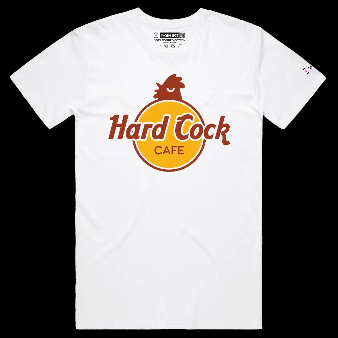 VOICEART White Male Regular Hard Cock Funny Meme Tee with Wordplay Joke Short Sleeve Combed Cotton Shirt for Men and Women