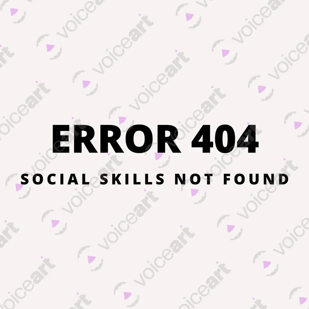 VOICEART White Watermark 404 Social Skills Not Found Funny Meme Tee with Sarcastic Joke Cotton TShirt for Men and Women