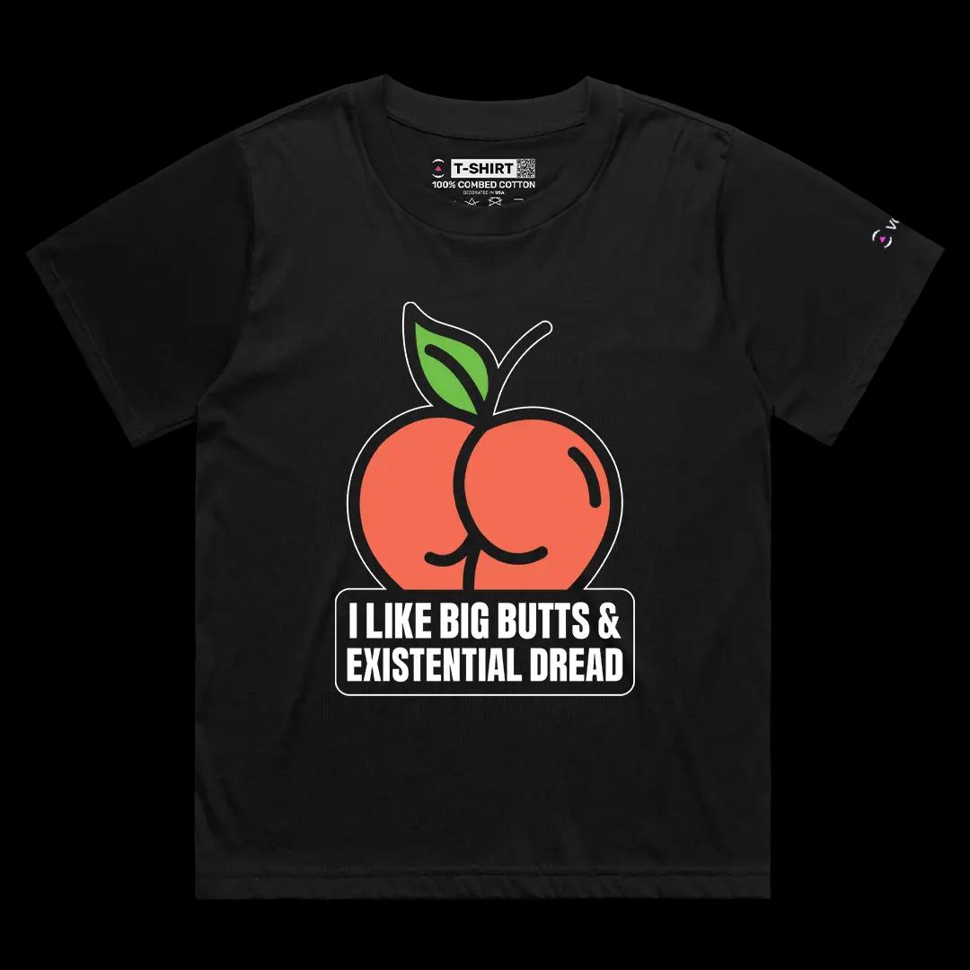 VOICEART Black Female Loose I Like Big Butts Funny Meme Tee Sarcastic Joke Short Sleeve Cotton T-Shirt for Men and Women