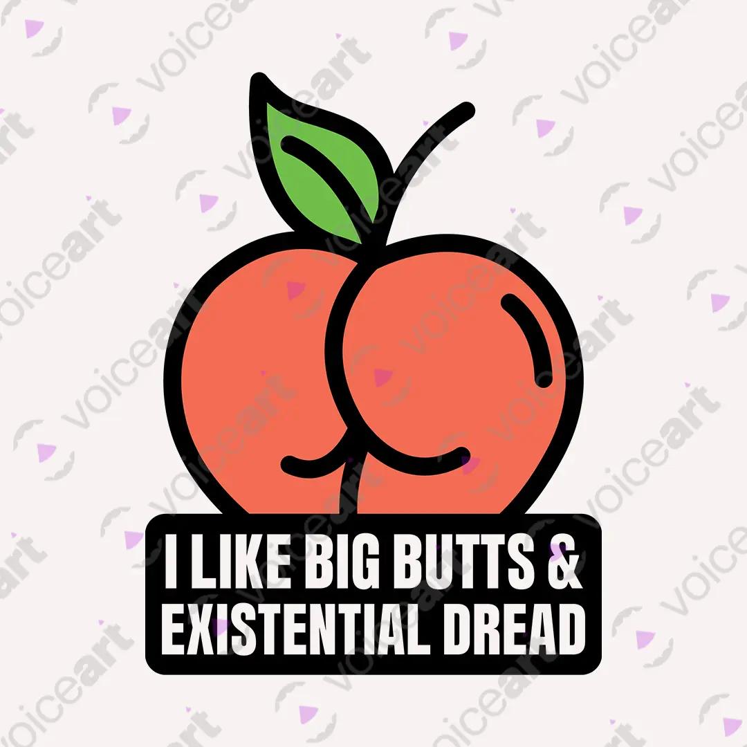 VOICEART White Watermark I Like Big Butts Funny Meme Tee Sarcastic Joke Short Sleeve Cotton T-Shirt for Men and Women