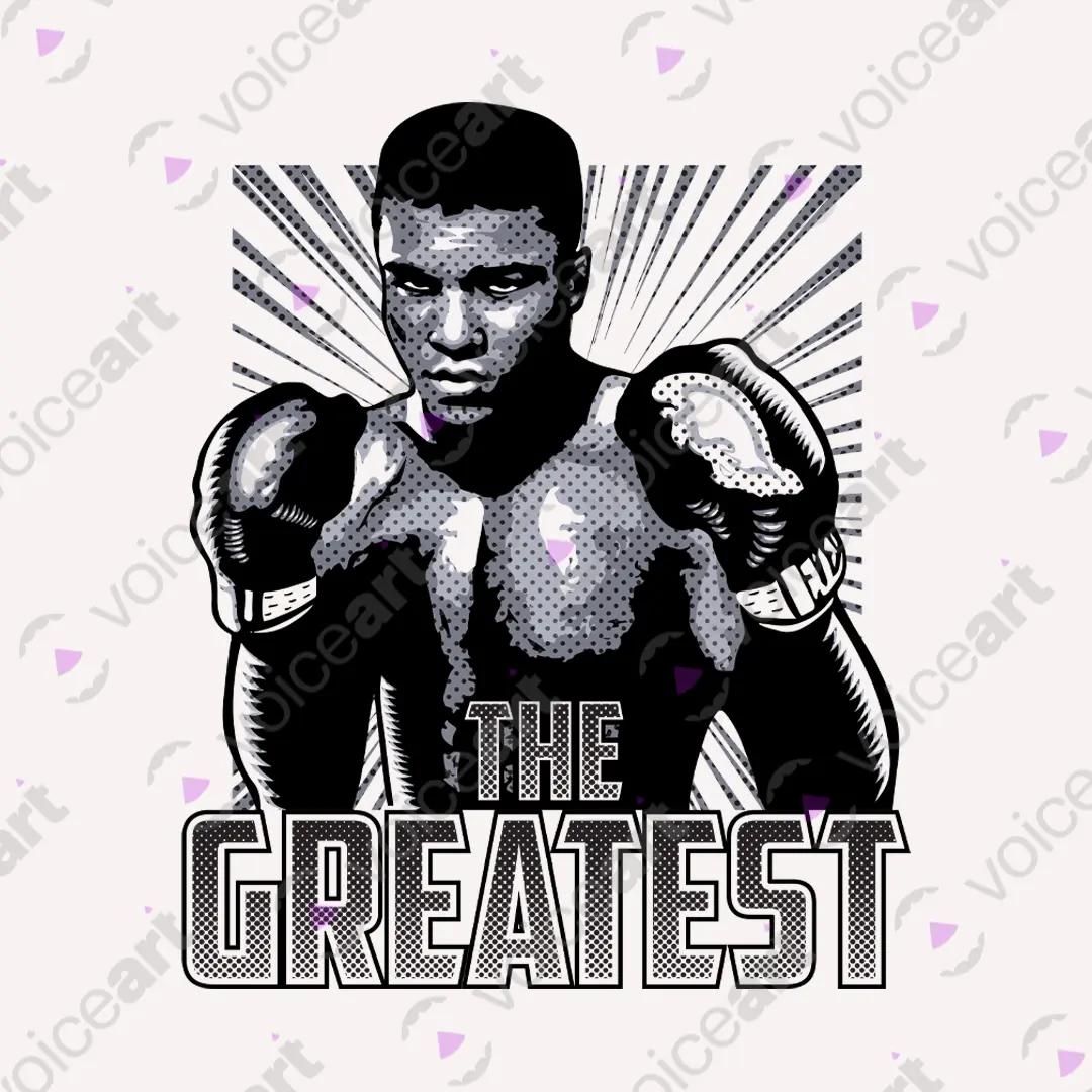 VOICEART White Watermark Mohammed Ali GOAT Sports Shirt Premium Design Undisputed Fighting Champion Tee for Boxing Fans