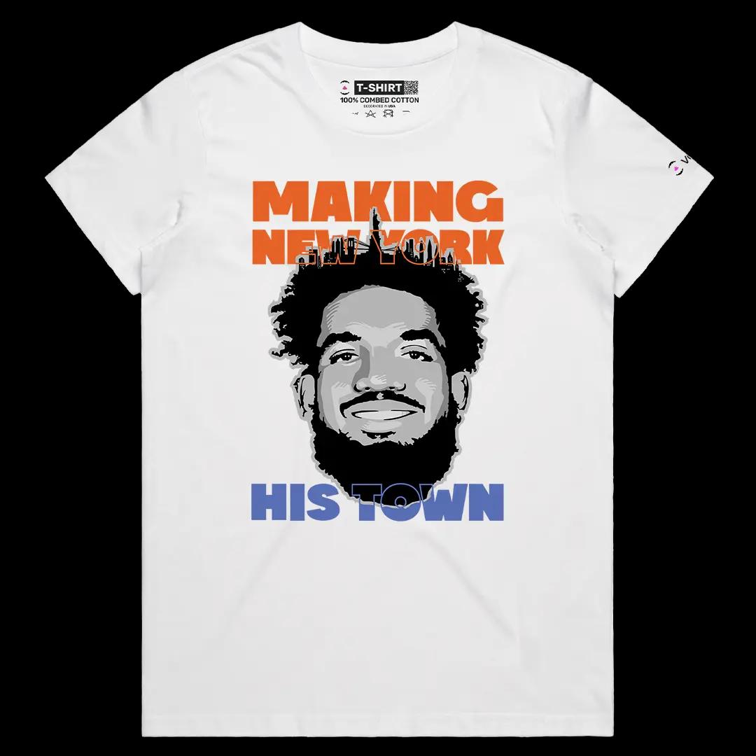 VOICEART White Female Regular Karl Anthony Towns Sports Tee for NY Knicks And Basketball Fans Short Sleeve Cotton T-Shirt