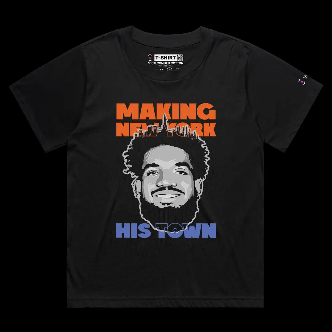 VOICEART Black Female Loose Karl Anthony Towns Sports Tee for NY Knicks And Basketball Fans Short Sleeve Cotton T-Shirt