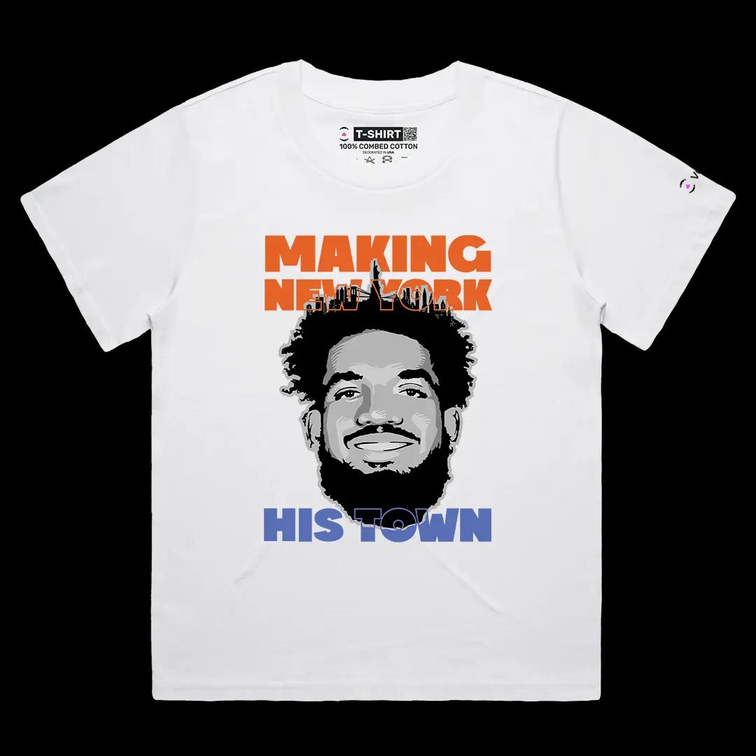 VOICEART White Female Loose Karl Anthony Towns Sports Tee for NY Knicks And Basketball Fans Short Sleeve Cotton T-Shirt