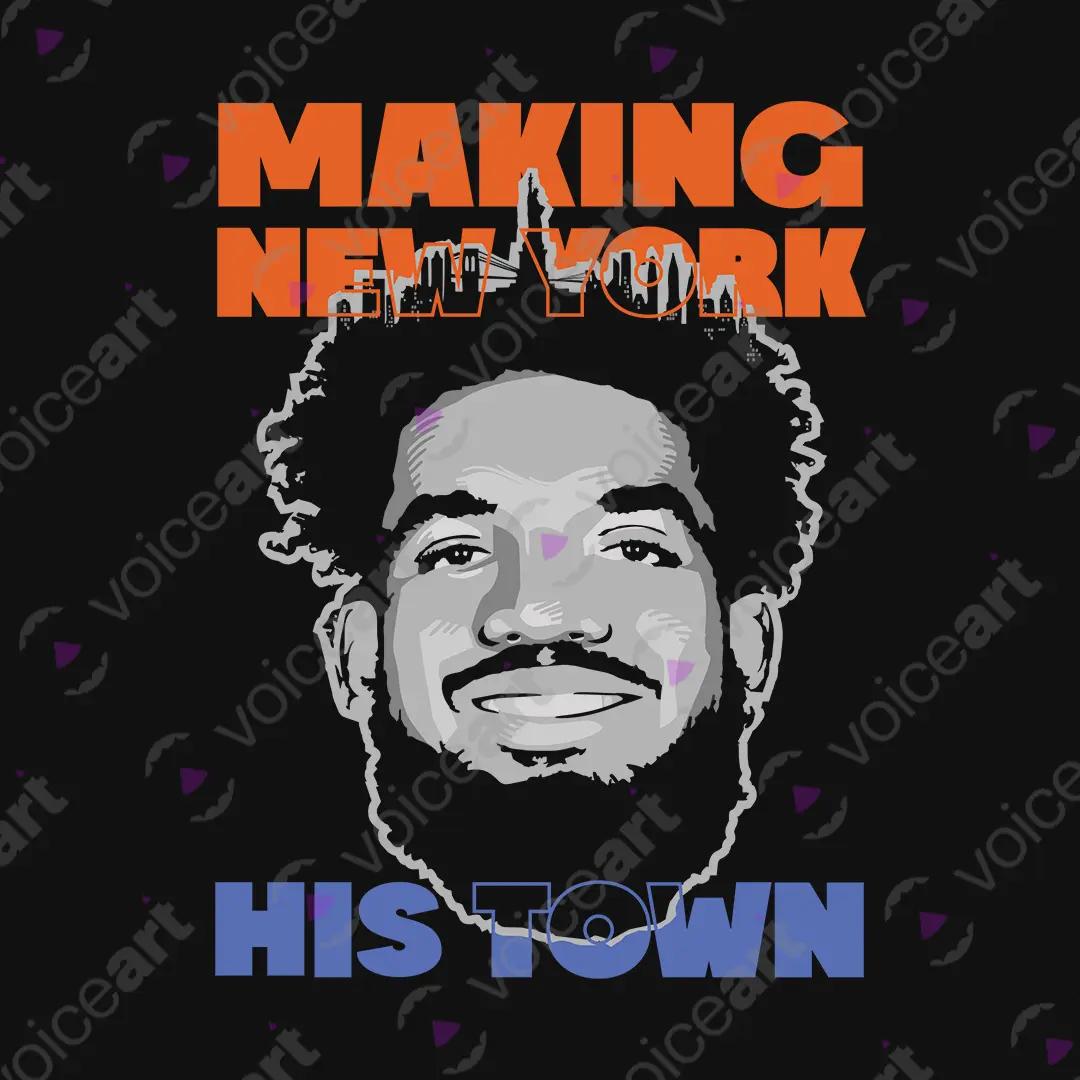 VOICEART Black Watermark Karl Anthony Towns Sports Tee for NY Knicks And Basketball Fans Short Sleeve Cotton T-Shirt