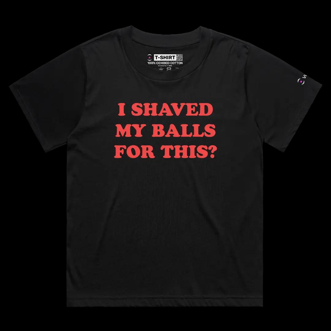 VOICEART Black Female Loose I Shaved My Balls For This Funny Meme Tee Sarcastic Joke Short Sleeve Cotton T-Shirt for Men