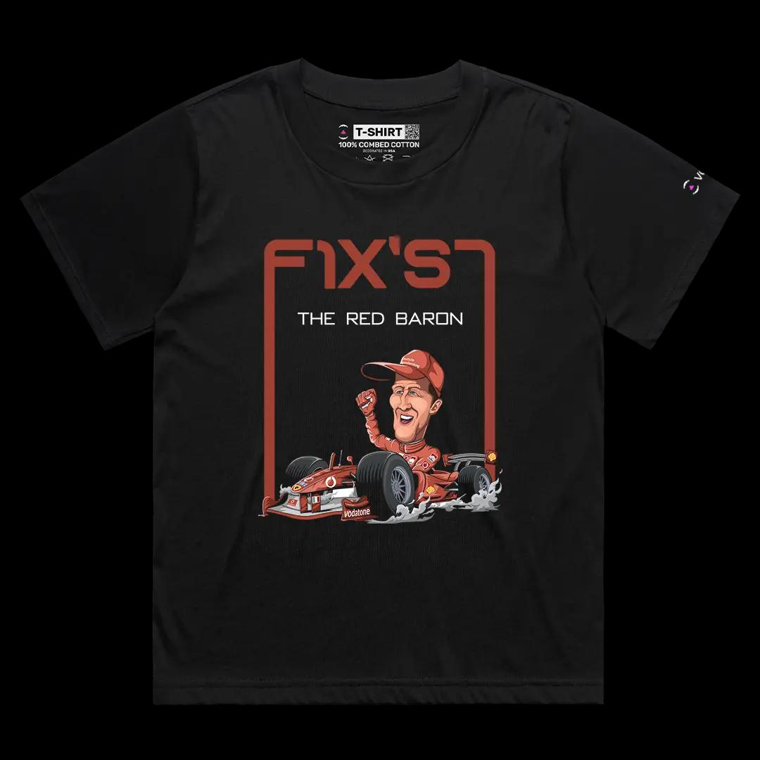 VOICEART Black Female Loose Michael Schumacher Sports Tee for Formula Racing Short Sleeve Cotton T-Shirt for Men and Women