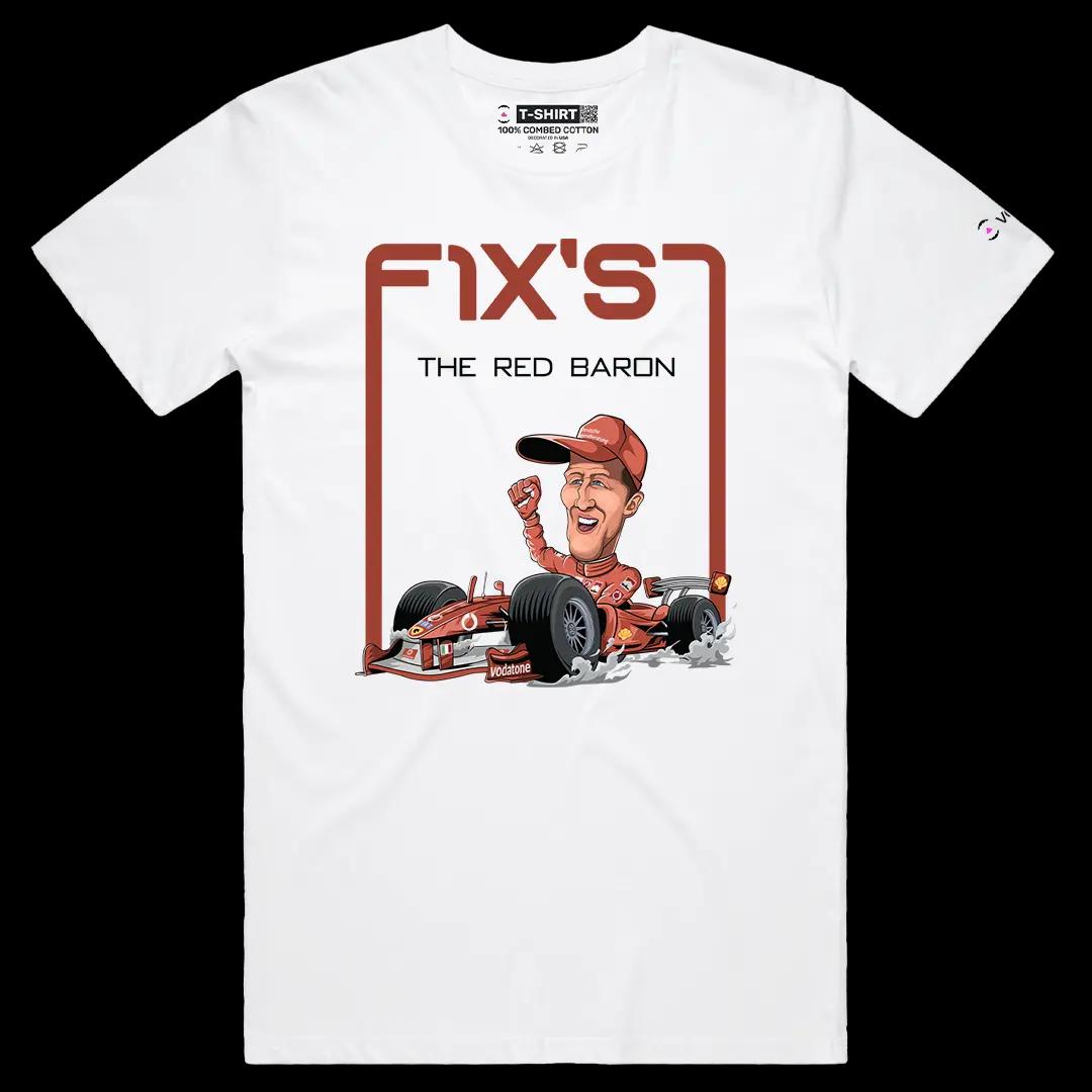 VOICEART White Male Regular Michael Schumacher Sports Tee for Formula Racing Short Sleeve Cotton T-Shirt for Men and Women