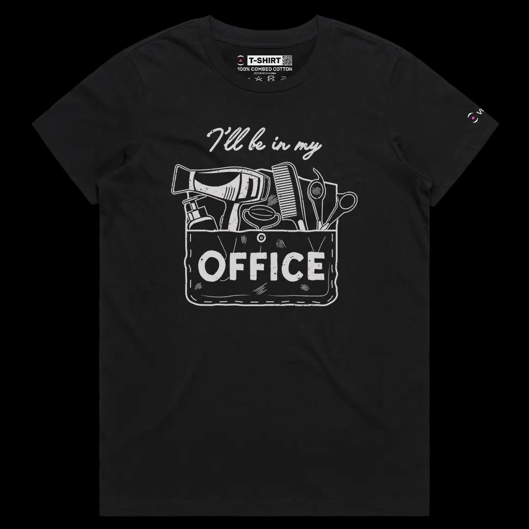 VOICEART Black Female Regular I Will Be In My Office Grooming Tools Funny Graphic Tee Short Sleeve TShirt for Men and Women