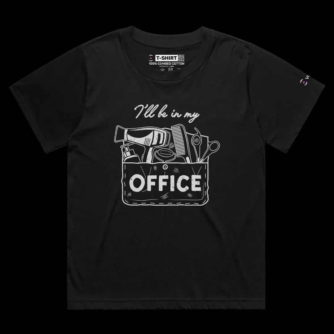 VOICEART Black Female Loose I Will Be In My Office Grooming Tools Funny Graphic Tee Short Sleeve TShirt for Men and Women