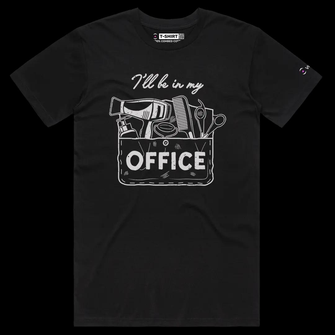 VOICEART Black Male Regular I Will Be In My Office Grooming Tools Funny Graphic Tee Short Sleeve TShirt for Men and Women