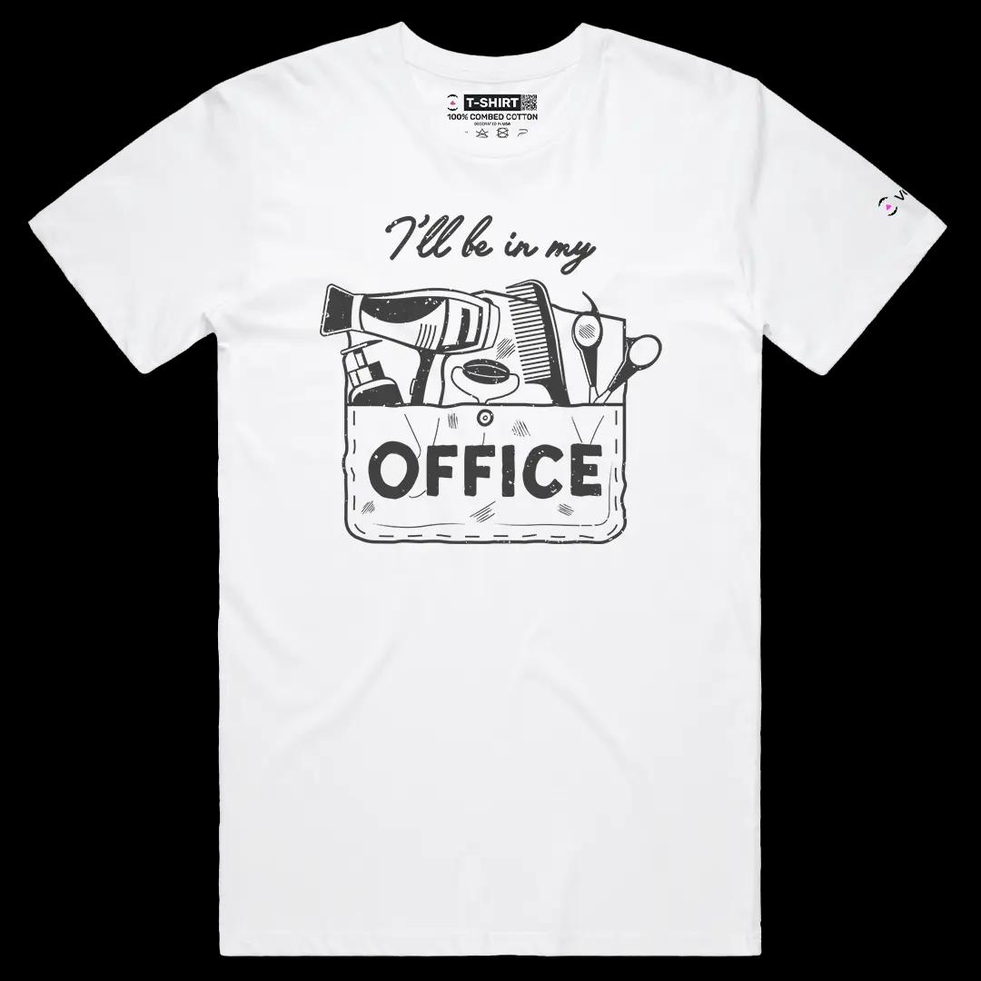 VOICEART White Male Regular I Will Be In My Office Grooming Tools Funny Graphic Tee Short Sleeve TShirt for Men and Women