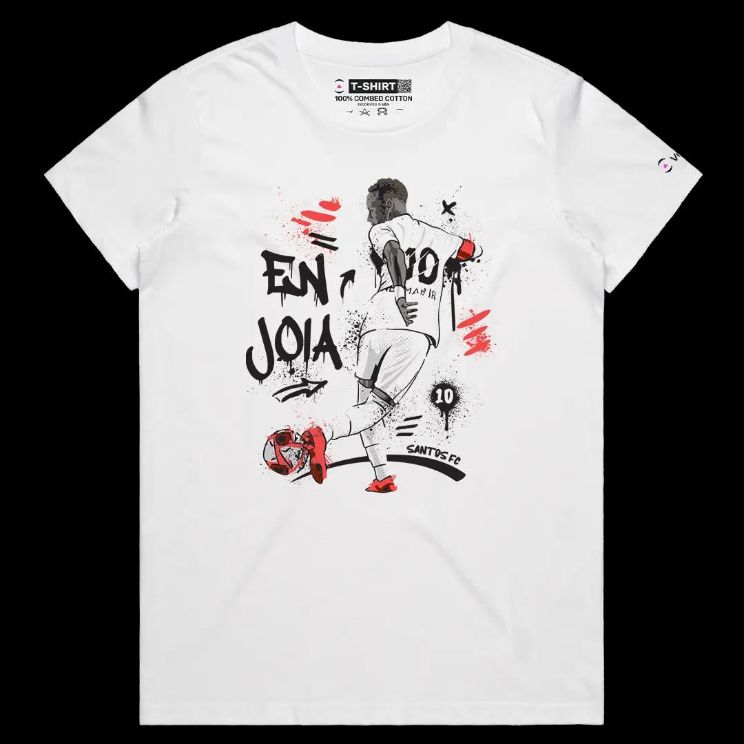 VOICEART White Female Regular Neymar Jr Santos Sports Graphic Tee for Soccer Fans Short Cotton TShirt for Men and Women