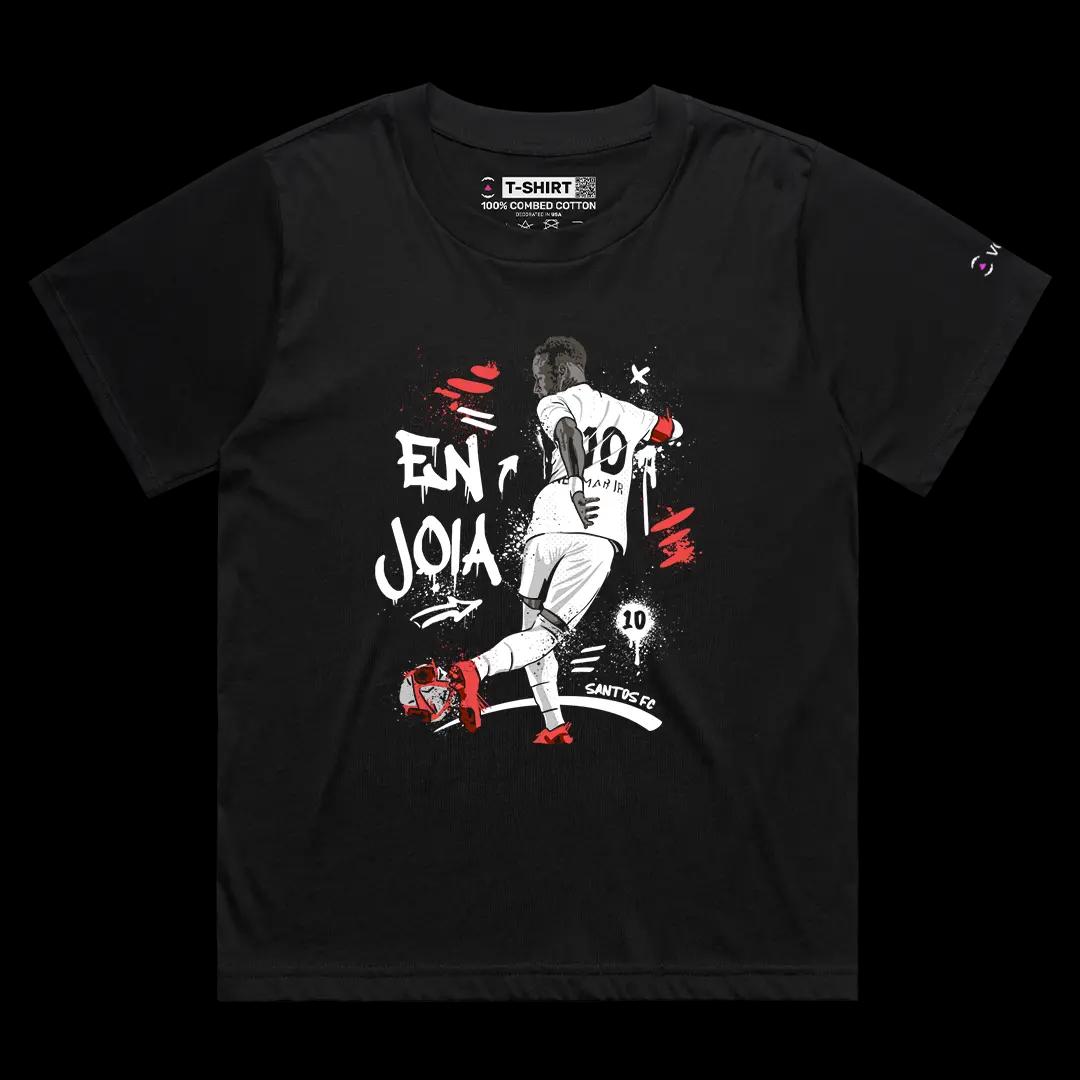 VOICEART Black Female Loose Neymar Jr Santos Sports Graphic Tee for Soccer Fans Short Cotton TShirt for Men and Women