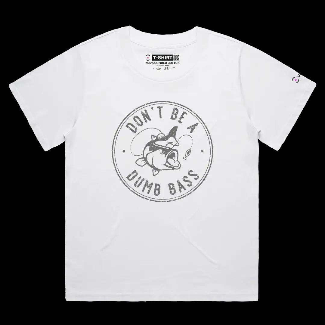 VOICEART White Female Loose Do Not Be a Dumb Bass Funny Graphic Tee Sarcastic Joke Short Cotton T-Shirt for Men and Women