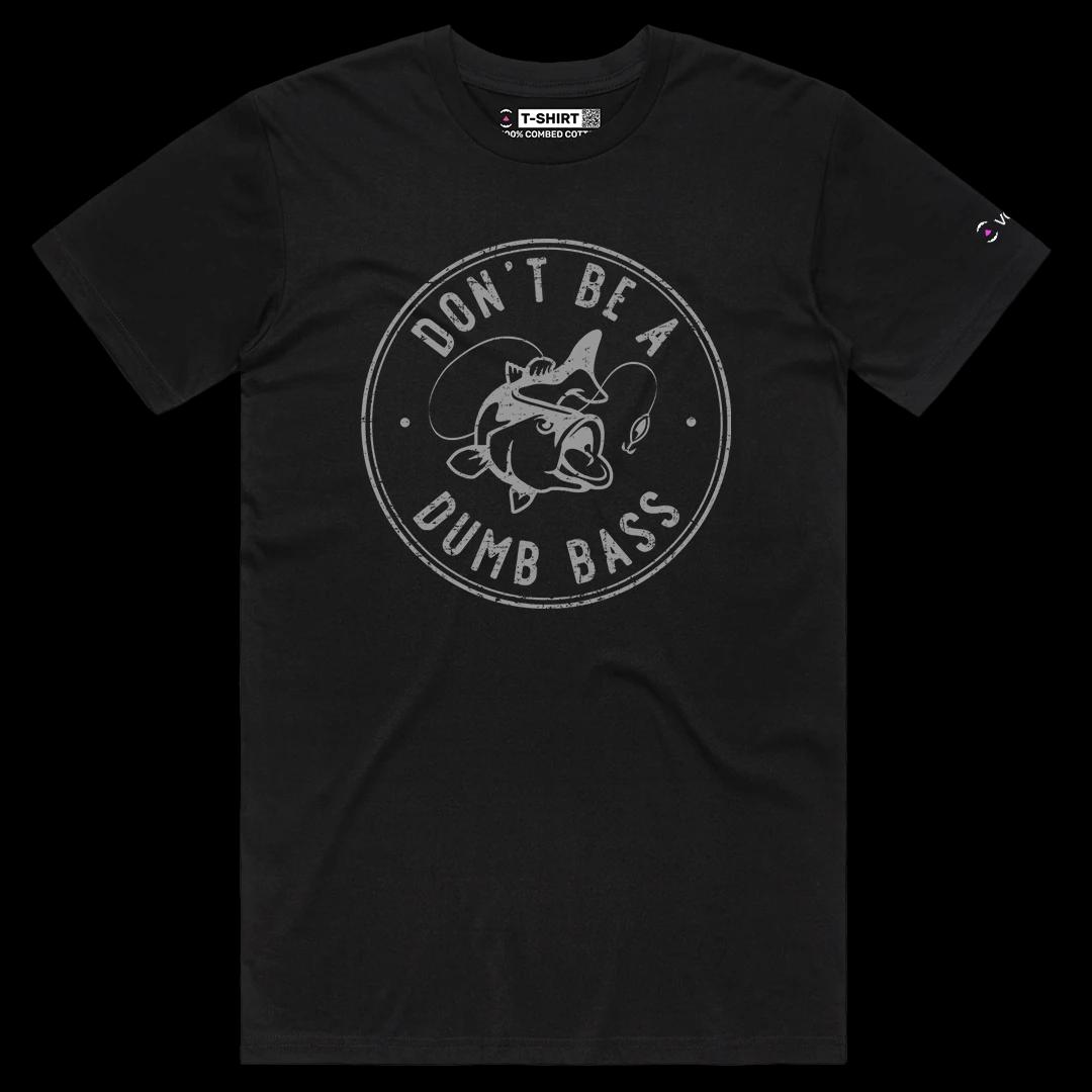 VOICEART Black Male Regular Do Not Be a Dumb Bass Funny Graphic Tee Sarcastic Joke Short Cotton T-Shirt for Men and Women