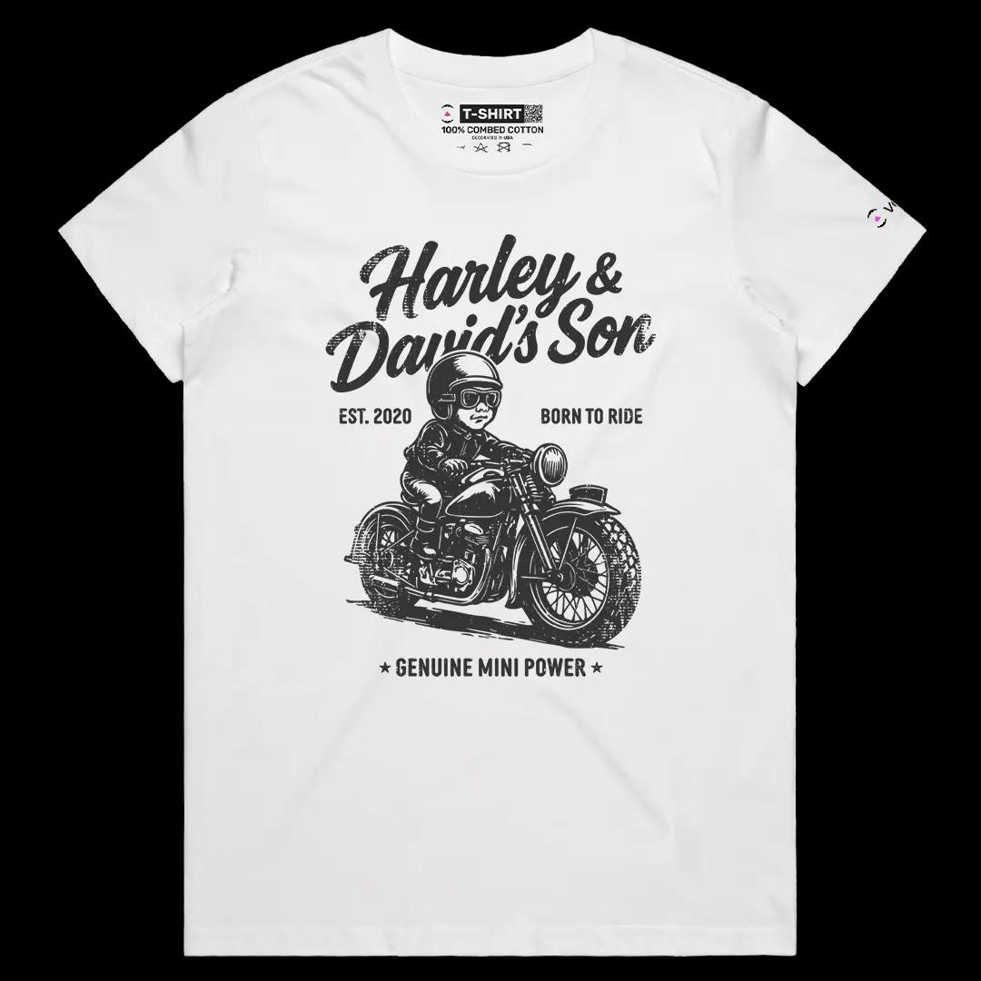 VOICEART White Female Regular Harley & David Son Funny Bike Graphic Tee for Motorcycle Lovers Short Sleeve Cotton T-Shirt