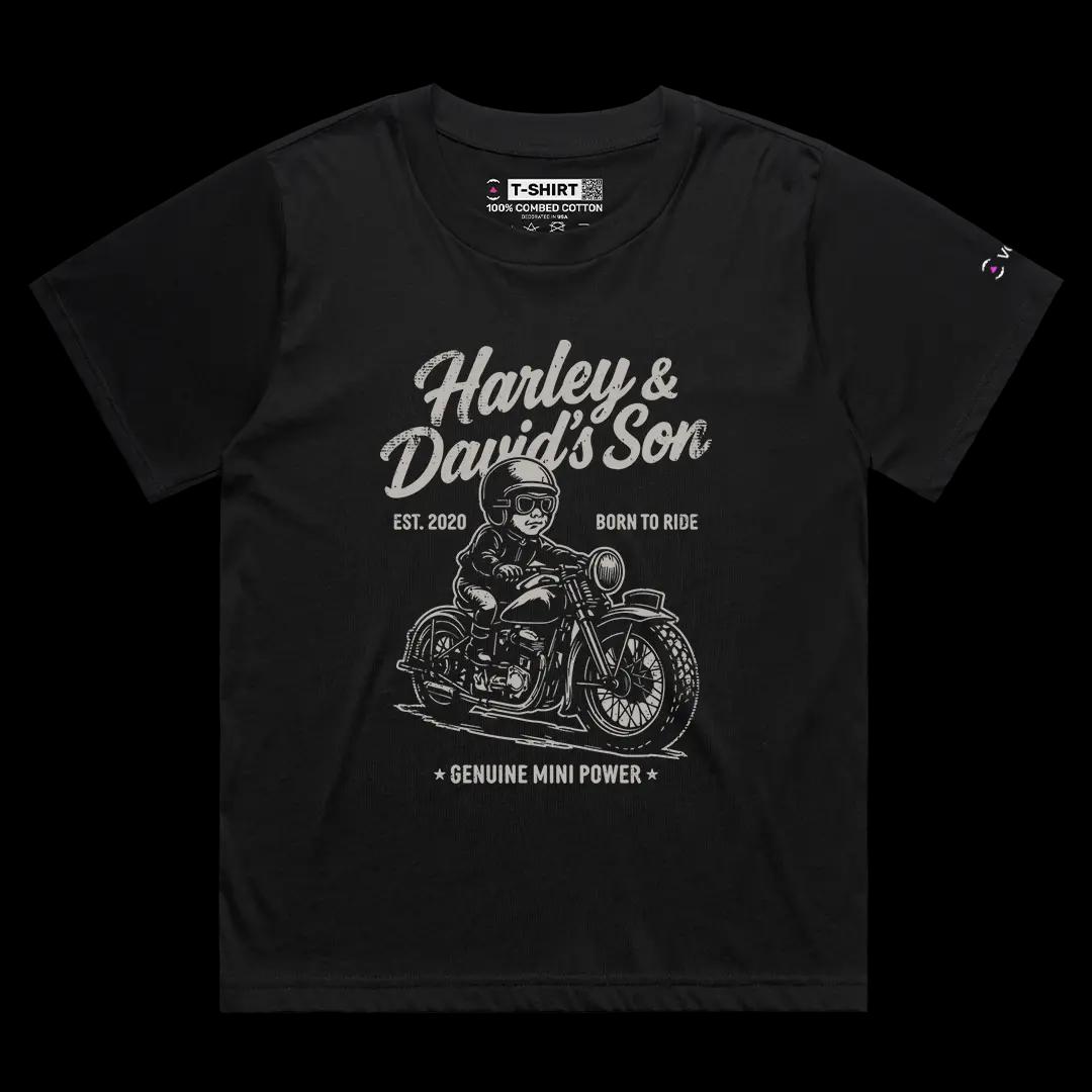 VOICEART Black Female Loose Harley & David Son Funny Bike Graphic Tee for Motorcycle Lovers Short Sleeve Cotton T-Shirt