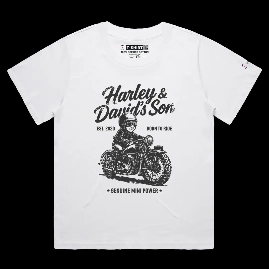 VOICEART White Female Loose Harley & David Son Funny Bike Graphic Tee for Motorcycle Lovers Short Sleeve Cotton T-Shirt