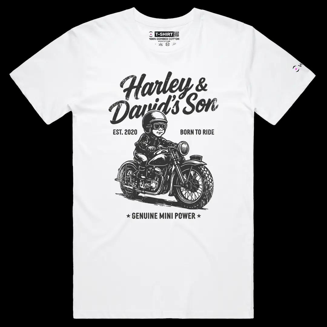 VOICEART White Male Regular Harley & David Son Funny Bike Graphic Tee for Motorcycle Lovers Short Sleeve Cotton T-Shirt
