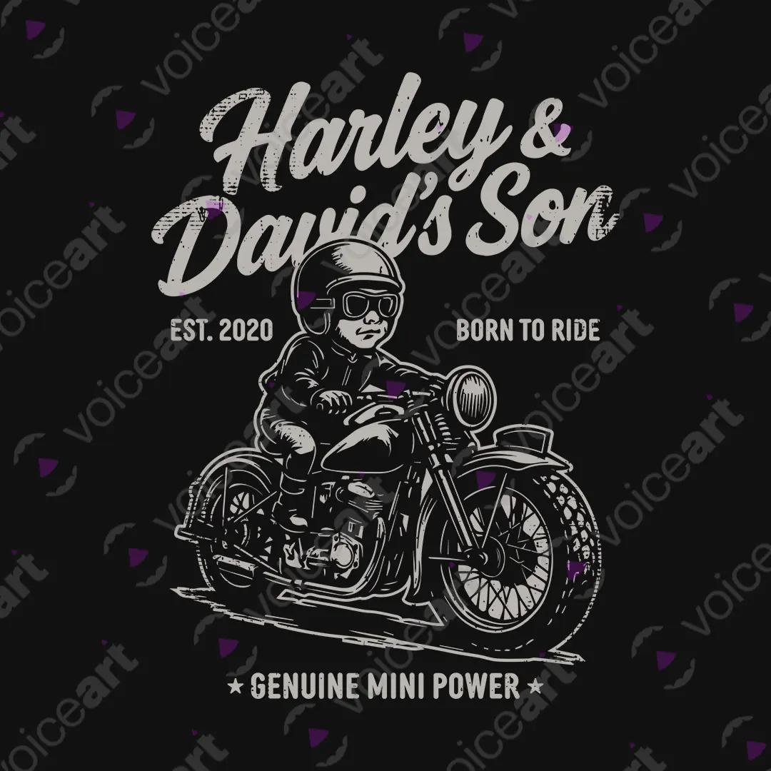 VOICEART Black Watermark Harley & David Son Funny Bike Graphic Tee for Motorcycle Lovers Short Sleeve Cotton T-Shirt