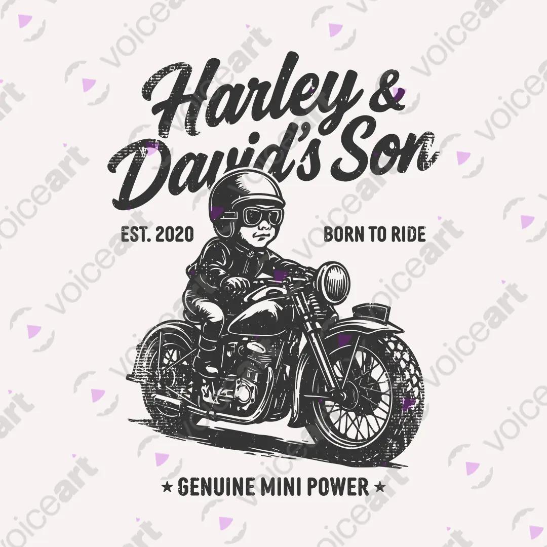 VOICEART White Watermark Harley & David Son Funny Bike Graphic Tee for Motorcycle Lovers Short Sleeve Cotton T-Shirt