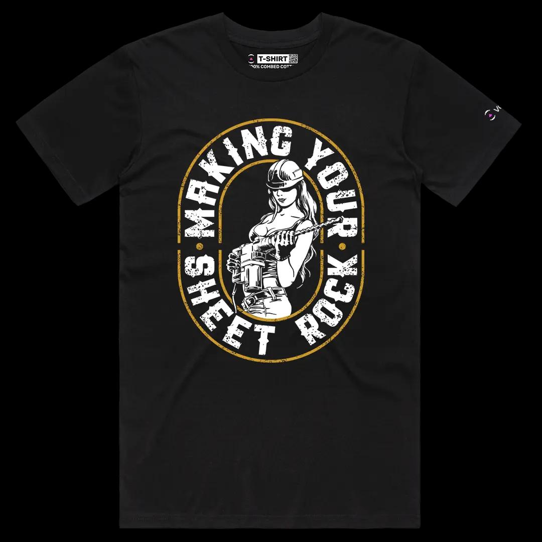 VOICEART Black Male Regular Making Your Sheet Rock Funny Graphic Tee with Adult Humour Short Sleeve Cotton T-Shirt v1