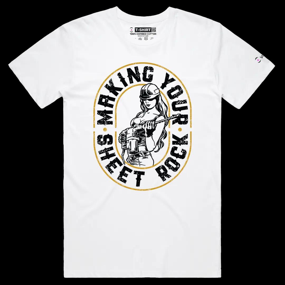VOICEART White Male Regular Making Your Sheet Rock Funny Graphic Tee with Adult Humour Short Sleeve Cotton T-Shirt v1