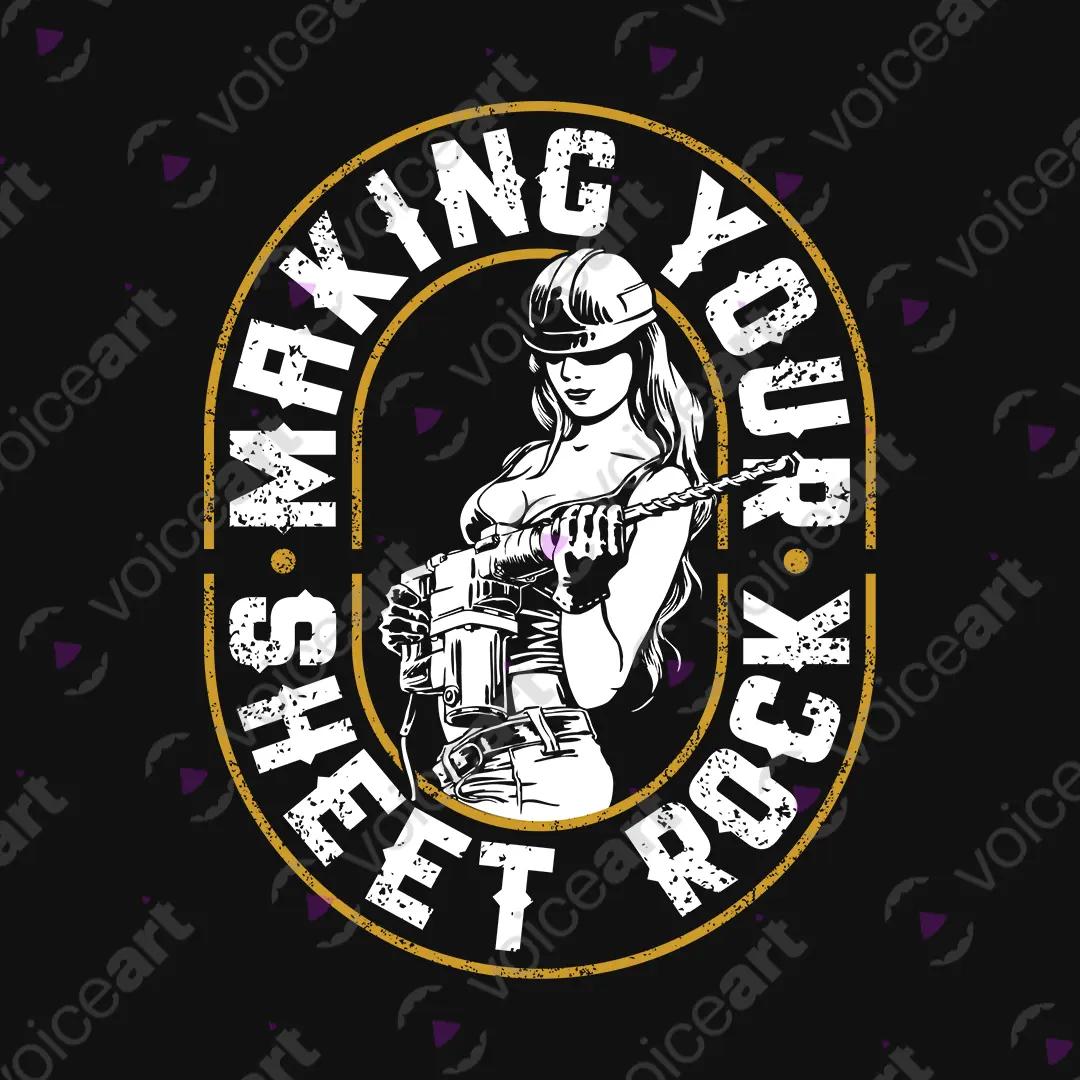 VOICEART Black Watermark Making Your Sheet Rock Funny Graphic Tee with Adult Humour Short Sleeve Cotton T-Shirt v1