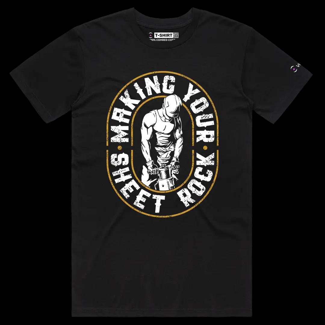 VOICEART Black Male Regular Making Your Sheet Rock Funny Graphic Tee with Adult Humour Short Sleeve Cotton T-Shirt v2