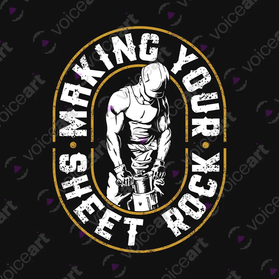 VOICEART Black Watermark Making Your Sheet Rock Funny Graphic Tee with Adult Humour Short Sleeve Cotton T-Shirt v2