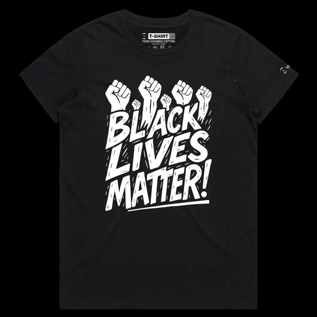 VOICEART Black Female Regular Black Lives Matter BLM Equality & Anti-Racism Tee Short Cotton T-Shirt for Men and Women