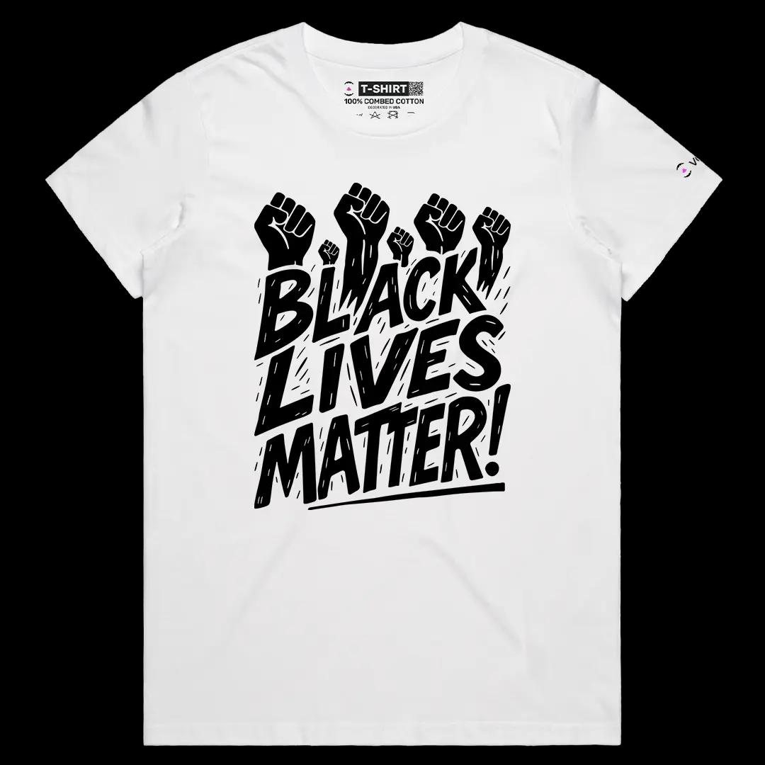 VOICEART White Female Regular Black Lives Matter BLM Equality & Anti-Racism Tee Short Cotton T-Shirt for Men and Women