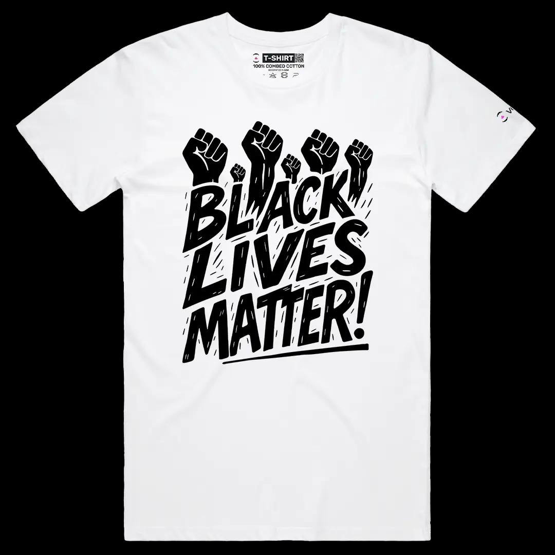 VOICEART White Male Regular Black Lives Matter BLM Equality & Anti-Racism Tee Short Cotton T-Shirt for Men and Women