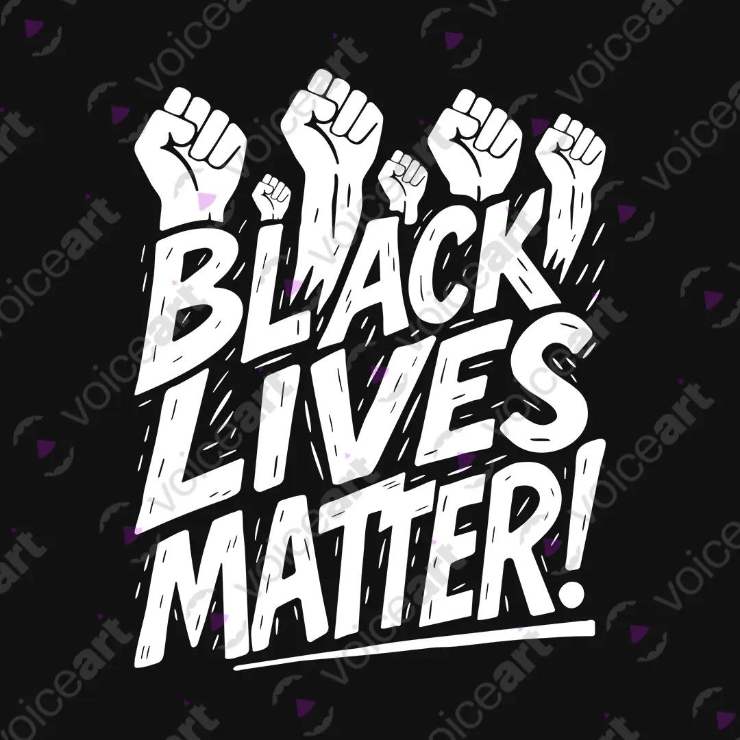 VOICEART Black Watermark Black Lives Matter BLM Equality & Anti-Racism Tee Short Cotton T-Shirt for Men and Women