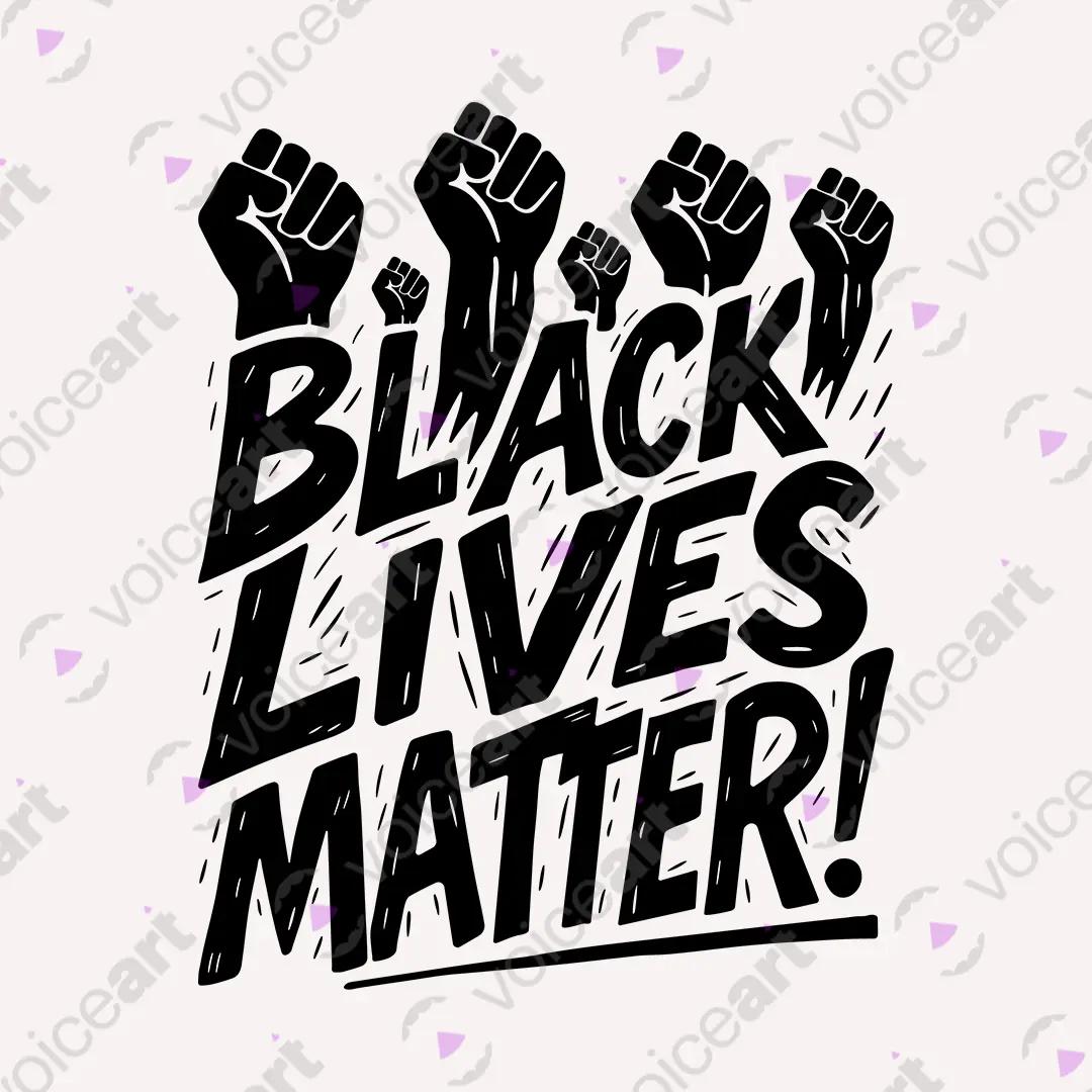 VOICEART White Watermark Black Lives Matter BLM Equality & Anti-Racism Tee Short Cotton T-Shirt for Men and Women