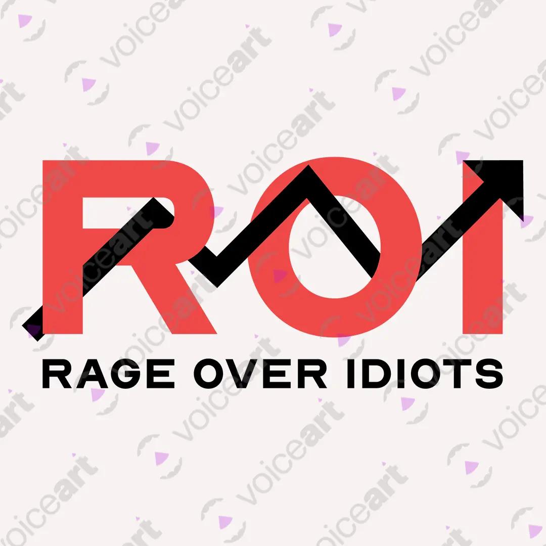 VOICEART White Watermark ROI Rage Over Idiots Funny Graphic Meme Tee with Sarcastic Joke Short Sleeve Cotton T-Shirt