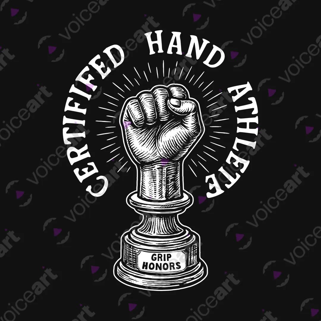 VOICEART Black Watermark Certified Hand Athlete Funny Graphic Tee Adult Humour Short Sleeve Cotton T-Shirt for Men