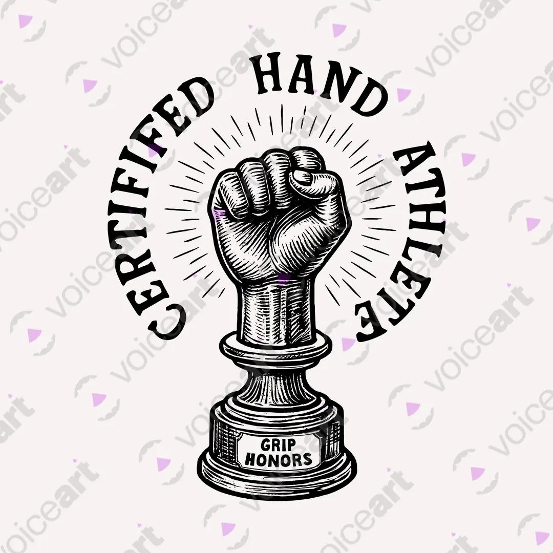 VOICEART White Watermark Certified Hand Athlete Funny Graphic Tee Adult Humour Short Sleeve Cotton T-Shirt for Men