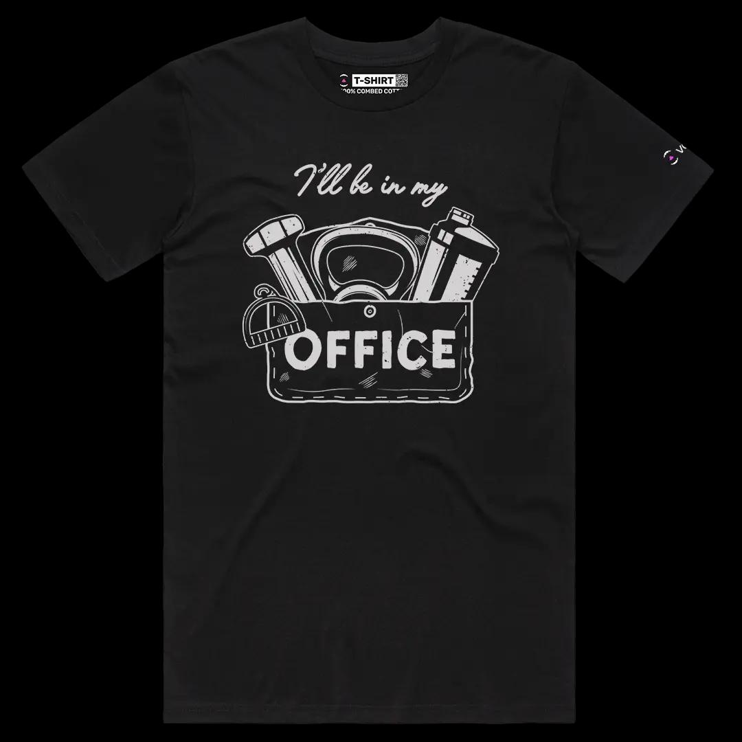 VOICEART Black Male Regular I Will Be In My Office Gym Gear Funny Gym Rats Short Sleeve Cotton T-Shirt for Men and Women